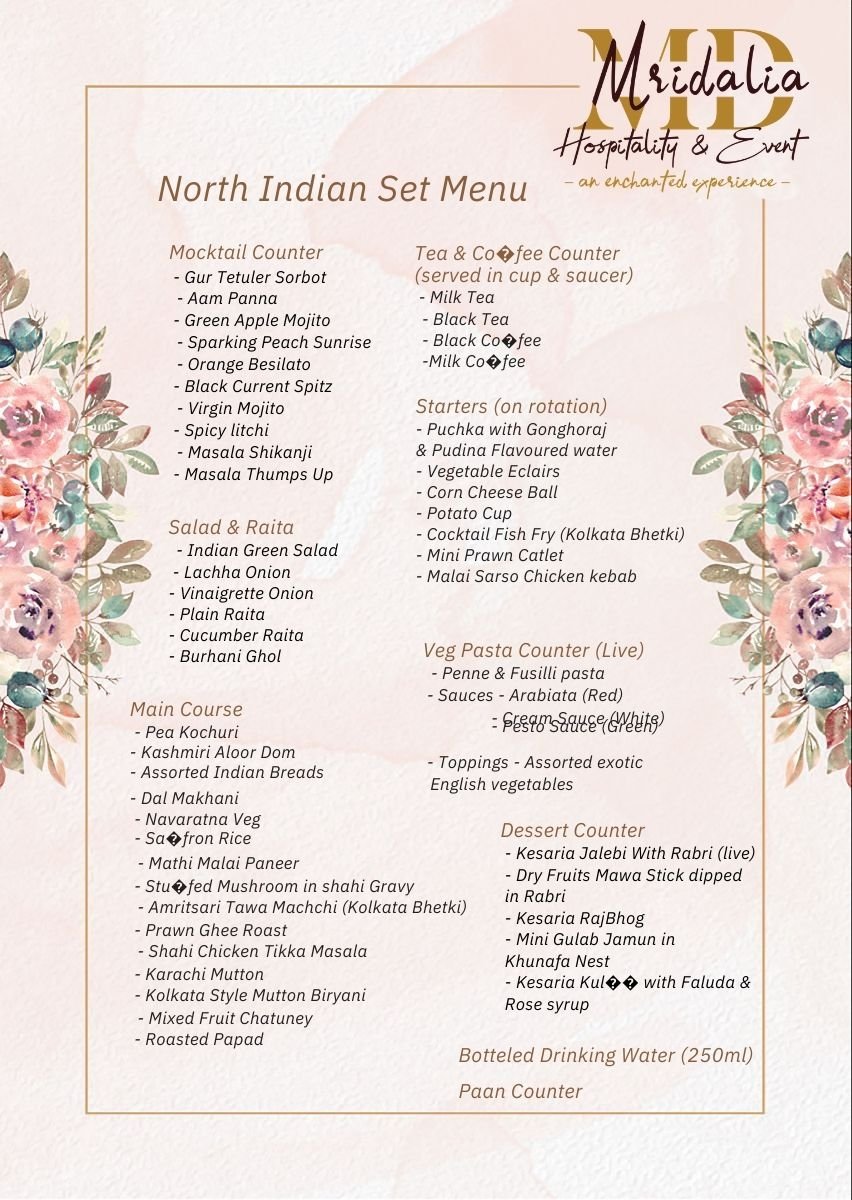 North Indian Menu
